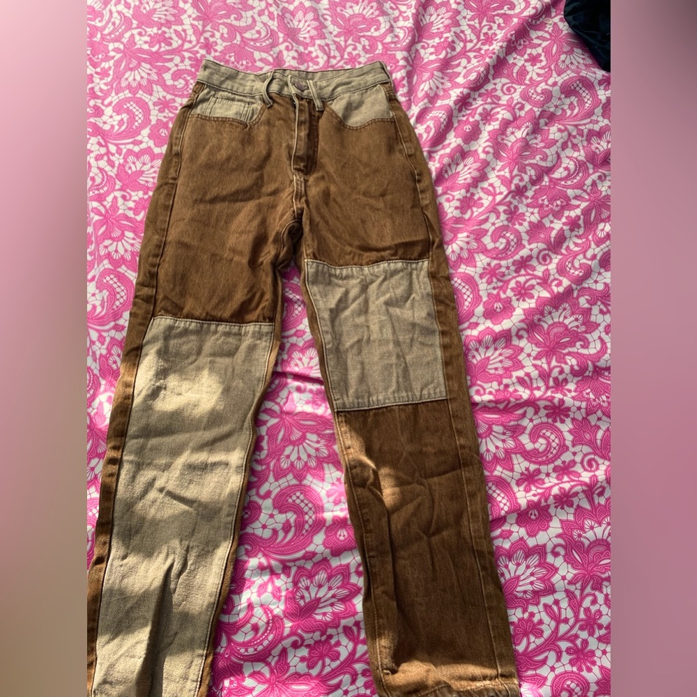 SHEIN XS Brown Patchy pants